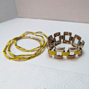 Jewelry Gold Tone Yellow Bracelets Lot Of 2